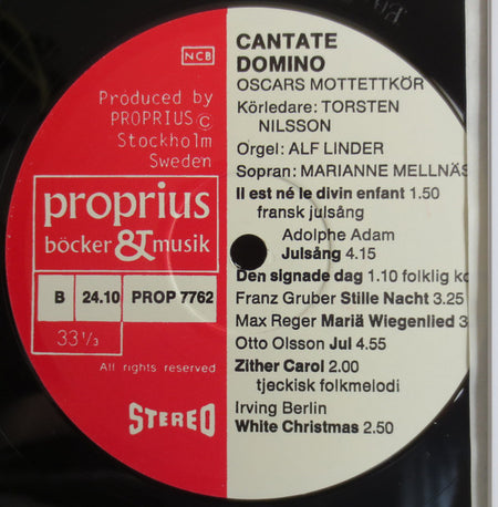Oscars Motettkör, Torsten Nilsson, Alf Linder, Marianne Mellnäs : Cantate Domino (LP)