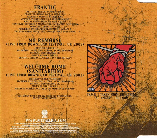 Metallica : Frantic (CD, Single, Yel)