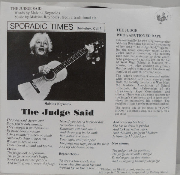 Malvina Reynolds : The Judge Said (7", Single)