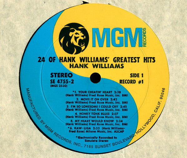 Hank Williams : 24 Of Hank Williams' Greatest Hits (2xLP, Comp, Gat)