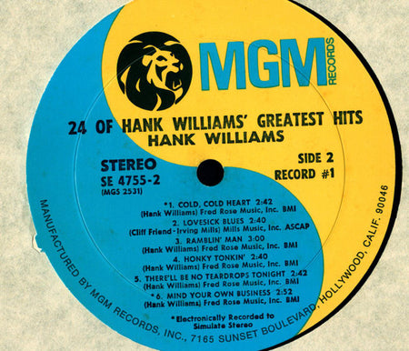 Hank Williams : 24 Of Hank Williams' Greatest Hits (2xLP, Comp, Gat)