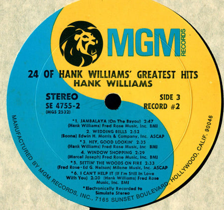 Hank Williams : 24 Of Hank Williams' Greatest Hits (2xLP, Comp, Gat)