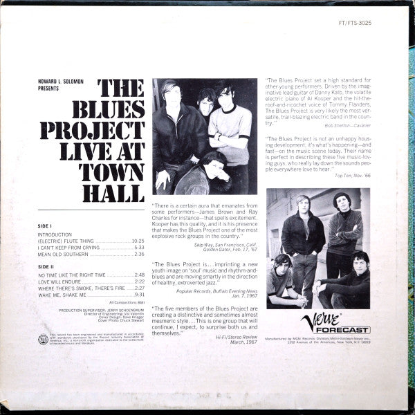 The Blues Project : Live At Town Hall (LP, Album, MGM)