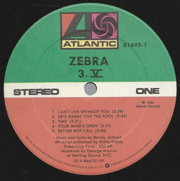 Zebra (8) : 3.V (LP, Album, Spe)