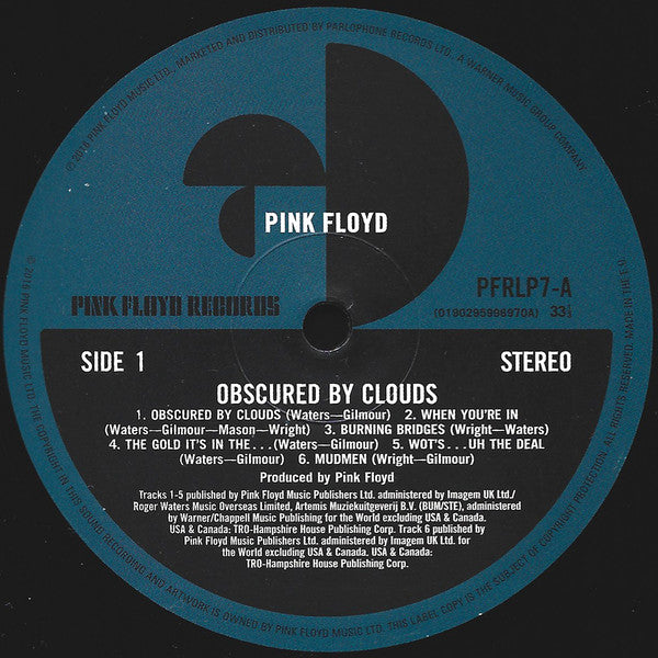 Pink Floyd : Obscured By Clouds (LP, Album, RE, RM, 180)