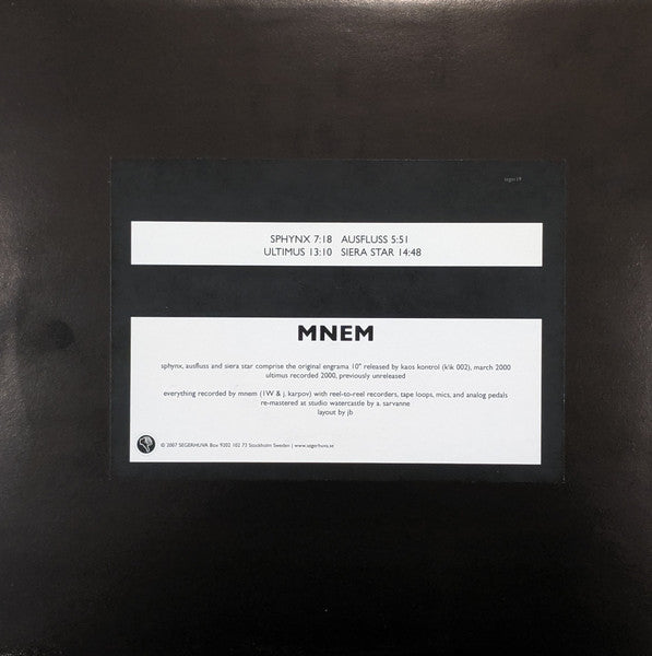 MNEM : Engrama (LP, Ltd, RE, RM)