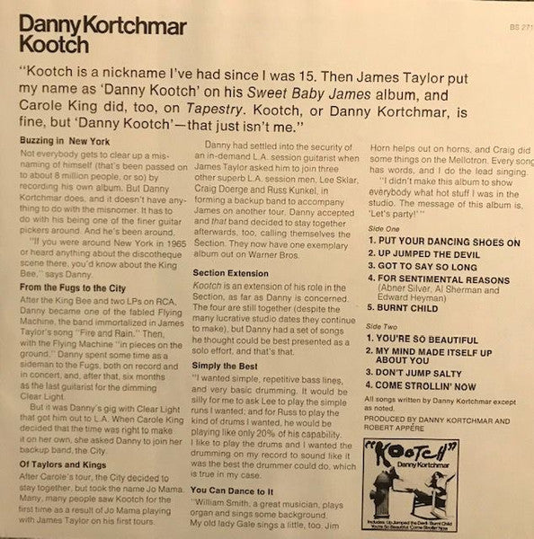 Danny Kortchmar : Kootch (LP, Album, Promo)