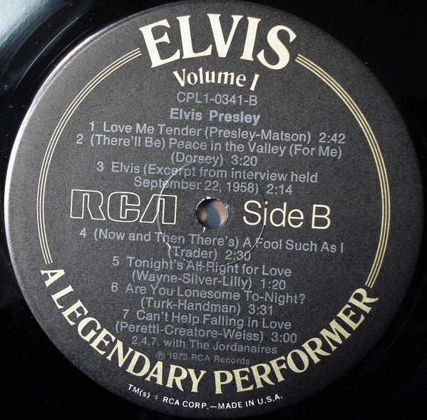 Elvis Presley : A Legendary Performer - Volume 1 (LP, Comp)