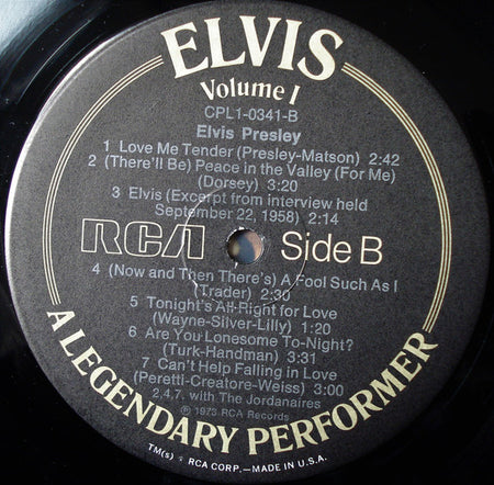 Elvis Presley : A Legendary Performer - Volume 1 (LP, Comp)