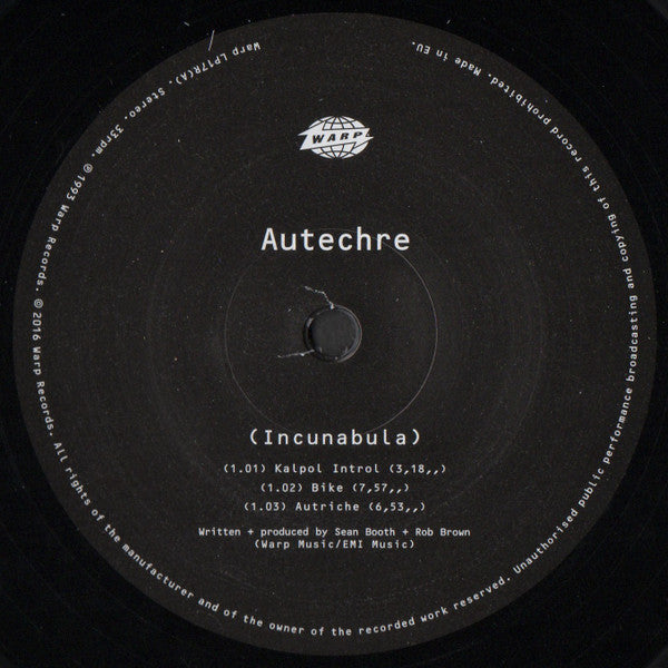 Autechre : Incunabula (2xLP, Album, RE, RP)