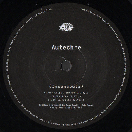 Autechre : Incunabula (2xLP, Album, RE, RP)