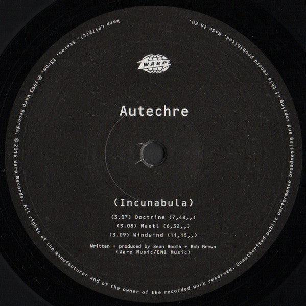 Autechre : Incunabula (2xLP, Album, RE, RP)
