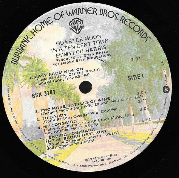 Emmylou Harris : Quarter Moon In A Ten Cent Town (LP, Album, Jac)