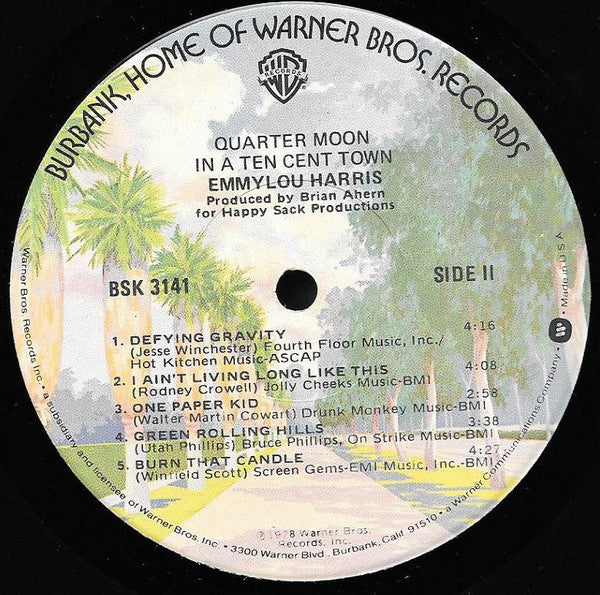 Emmylou Harris : Quarter Moon In A Ten Cent Town (LP, Album, Jac)