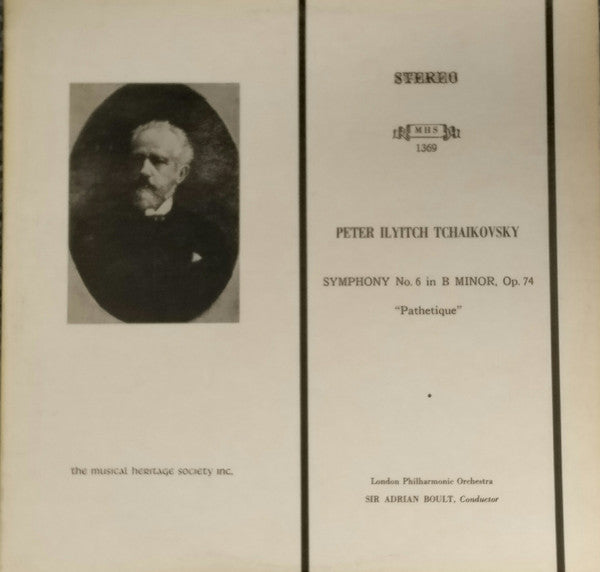 Pyotr Ilyich Tchaikovsky /  London Philharmonic Orchestra, Sir Adrian Boult : Symphony No. 6 In B Minor, Op. 74 "Pathetique" (LP)