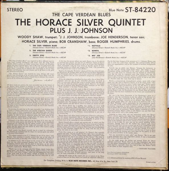 The Horace Silver Quintet Plus J.J. Johnson : The Cape Verdean Blues (LP, Album, RP)