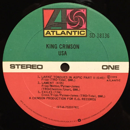 King Crimson : USA (LP, Album, PRC)