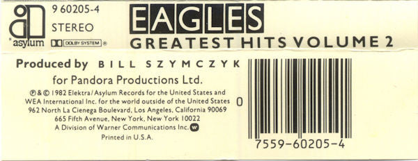Eagles : Eagles Greatest Hits Volume 2 (Cass, Comp, AR,)