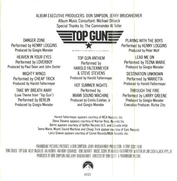 Various : Top Gun (Original Motion Picture Soundtrack) (Cass, Album, Dol)