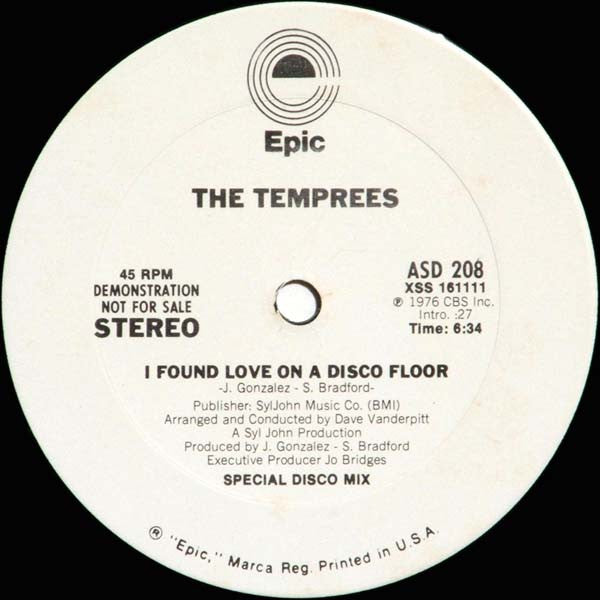 The Temprees : I Found Love On A Disco Floor (12", Promo)