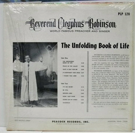Reverend Cleophus Robinson : The Unfolding Book Of Life (LP, Album)