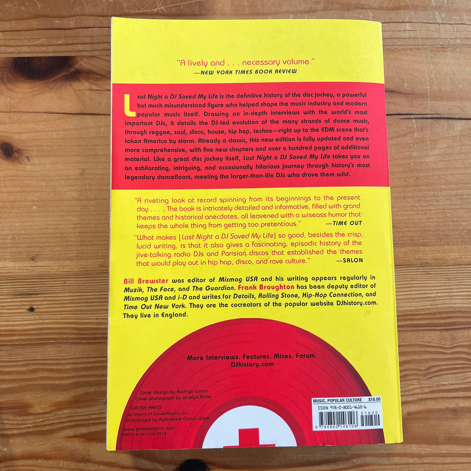 Last Night A DJ Saved My Life: The History Of The Disc Jockey by Bill Brewster and Frank Broughton book (used)