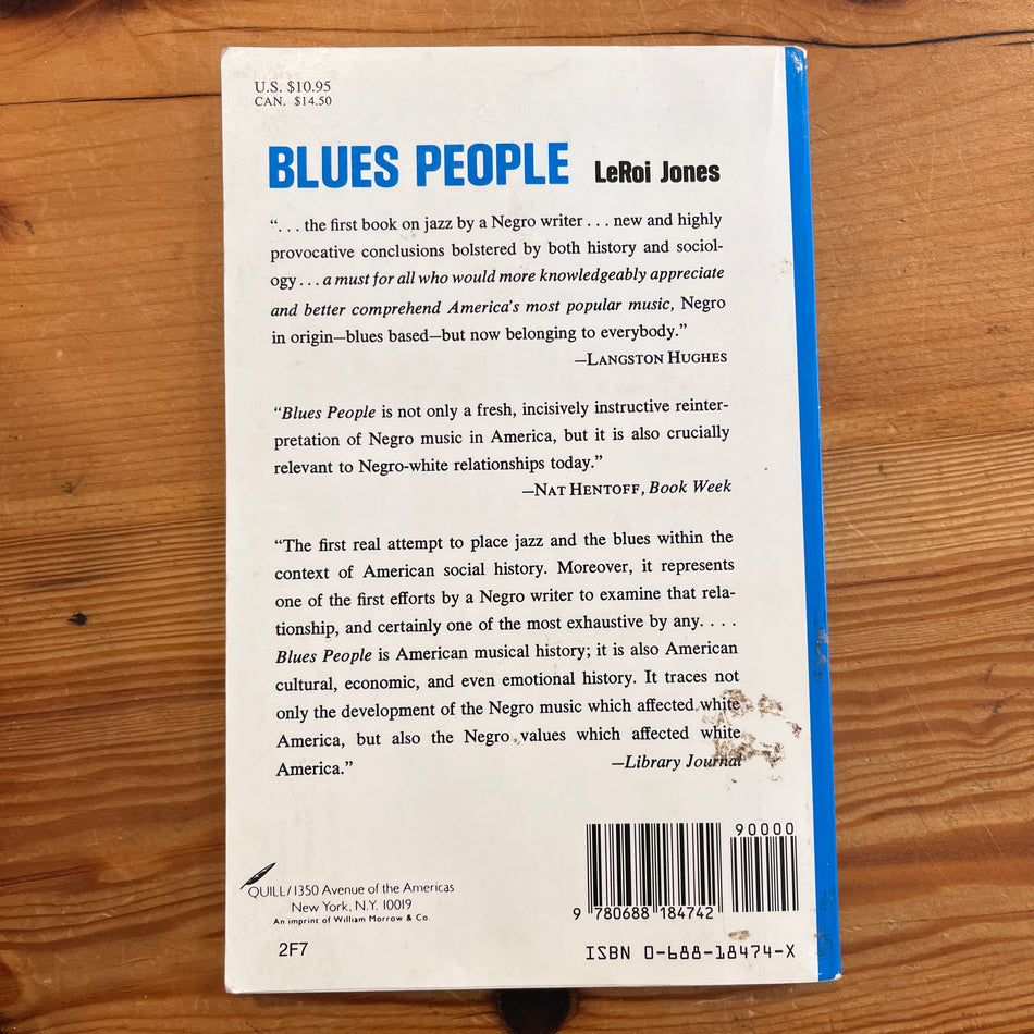 Blues People: The Negro Experience In White America And The Music That Developed From It by Leroi Jones book (used)